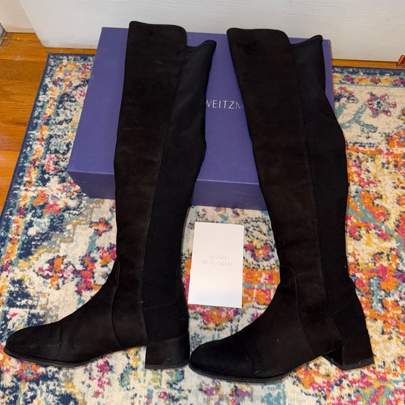 Stuart Weitzman Over-the-Knee Black Suede Boots - Women's 8 5050 - Picture 6 of 12